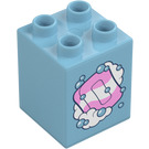 Duplo Mittleres Azur Stein 2 x 2 x 2 mit Soap und Bubbles (31110 / 105434)