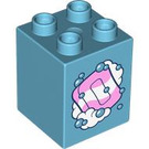 Duplo Medium Azure Brick 2 x 2 x 2 with Soap and Bubbles (31110 / 105434)