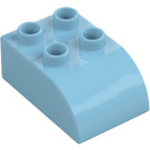 Duplo Medium Azure Brick 2 x 3 with Curved Top (2302)