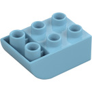 Duplo Medium Azure Brick 2 x 3 with Inverted Slope Curve (98252)