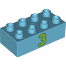 Duplo Medium Azure Brick 2 x 4 with 3 (3011 / 25156)