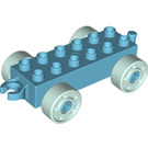 Duplo Medium Azure Chassis 2 x 6 with Light Blue Wheels (14639)