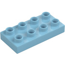 Duplo Medium azuurblauw Plaat 2 x 4 (4538 / 40666)