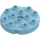 Duplo Medium Azure Round Plate 4 x 4 with Hole and Locking Ridges (98222)