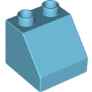 Duplo Medium azuurblauw Helling 2 x 2 x 1.5 (45°) (6474 / 67199)