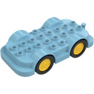 Duplo Medium azuurblauw Wheelbase 4 x 8 met Geel Wielen (15319 / 24911)