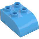 Duplo Medium Blue Brick 2 x 3 with Curved Top (2302)