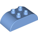 Duplo Medium Blue Brick 2 x 4 with Curved Sides (98223)