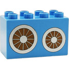 Duplo Medium Blue Brick 2 x 4 x 2 with Wheels (31111 / 60828)