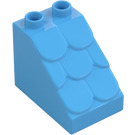 Duplo Medium Blue Slope 2 x 3 x 2 with Roof Tiles (15580)