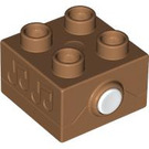 Duplo Medium Dark Flesh Brick 2 x 2 with Sound Button (84288)