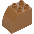 Duplo Medium Dark Flesh Brick 2 x 3 x 2 with Curved Side (11344)