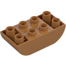 Duplo Medium donker vleeskleurig Steen 2 x 4 met Gebogen Onderkant (98224)