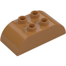 Duplo Medium Dark Flesh Brick 2 x 4 with Curved Sides (98223)