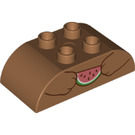 Duplo Medium Dark Flesh Brick 2 x 4 with Curved Sides with Bear Paws and Watermelon (1392 / 98223)
