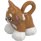 Duplo Medium Dark Flesh Cat (Standing) with White Patches and White Feet (105417)