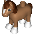 Duplo Medium Dark Flesh Foal with Brown Hair (73387)