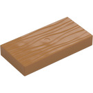 Duplo Medium Mörk Hud Bricka 2 x 4 med Woodgrain Mönster (65109)