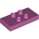 Duplo Medium Dark Pink Tile 2 x 4 x 0.33 with 4 Center Studs (Thick) (6413)