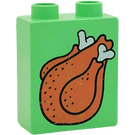 Duplo Medium Green Brick 1 x 2 x 2 with Roast Turkey without Bottom Tube (4066)