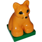 Duplo Medium Orange Leopard Cub on Green Base (75014)