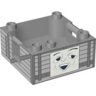 Duplo Medium Stone Gray Box with Handle 4 x 4 x 1.5 with Troublesome Truck Face (47423 / 52846)