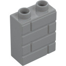 Duplo Medium steengrijs Steen 1 x 2 x 2 met Steen Muur Patroon (25550)