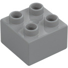 Duplo Średni kamienny szary Cegła 2 x 2 (3437 / 89461)