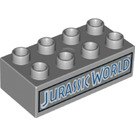 Duplo Medium Stone Gray Brick 2 x 4 with 'Jurassic World' (3011 / 38244)