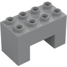 Duplo Medium steingrå Kloss 2 x 4 x 2 med 2 x 2 UtskjæRing på Bunn (6394)