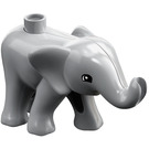 Duplo Mittleres Steingrau Elephant Calf mit Trunk Forward (89879)