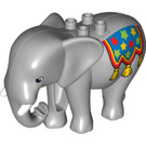 Duplo Medium Steengrijs Elephant met Circus Decoratie (89873)