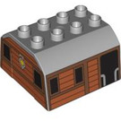 Duplo Medium stengrå Tog Top 4 x 4 x 2 med Carriage med Wood Panelling (51548 / 52849)