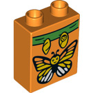 Duplo Oranje Steen 1 x 2 x 2 met Butterfly met buis aan de onderzijde (15847 / 24967)
