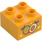 Duplo oranžová Kostka 2 x 2 s Ovoce (3437)