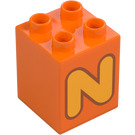 Duplo Orange Stein 2 x 2 x 2 mit Letter "N" Deko (31110 / 65932)