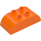 Duplo Orange Brick 2 x 4 with Curved Sides (98223)