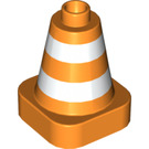 Duplo orange Cone 2 x 2 x 2 med hvid Striber (12011 / 47408)