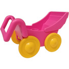 Duplo Pink Pram with Larger Yellow Wheels (74202 / 88206)