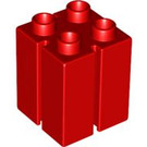 Duplo Red 2 x 2 x 2 with Slits (41978)