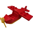 Duplo Red Airplane with Yellow Bottom and Yellow Propeller (2159)