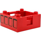 Duplo Red Box with Handle 4 x 4 x 1.5 with Four rectangles (52421 / 52423)