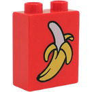 Duplo Red Brick 1 x 2 x 2 with Banana without Bottom Tube (4066)