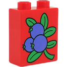 Duplo Rot Stein 1 x 2 x 2 mit Blueberries ohne Unterrohr (4066)