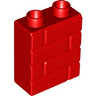 Duplo Red Brick 1 x 2 x 2 with Brick Wall Pattern (25550)