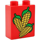 Duplo Red Brick 1 x 2 x 2 with Corn without Bottom Tube (4066 / 80550)