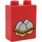 Duplo rouge Brique 1 x 2 x 2 avec Eggs sans tube à l'intérieur (4066)