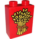 Duplo Rot Stein 1 x 2 x 2 mit Wheat und Einfach Rope ohne Unterrohr (4066)