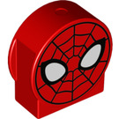 Duplo Red Brick 1 x 3 x 2 with Round Top with Spiderman Face with Cutout Sides (14222 / 22721)