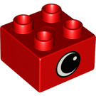 Duplo Rot Stein 2 x 2 mit Auge auf Zwei Seiten und Weiß spot (82061 / 82062)